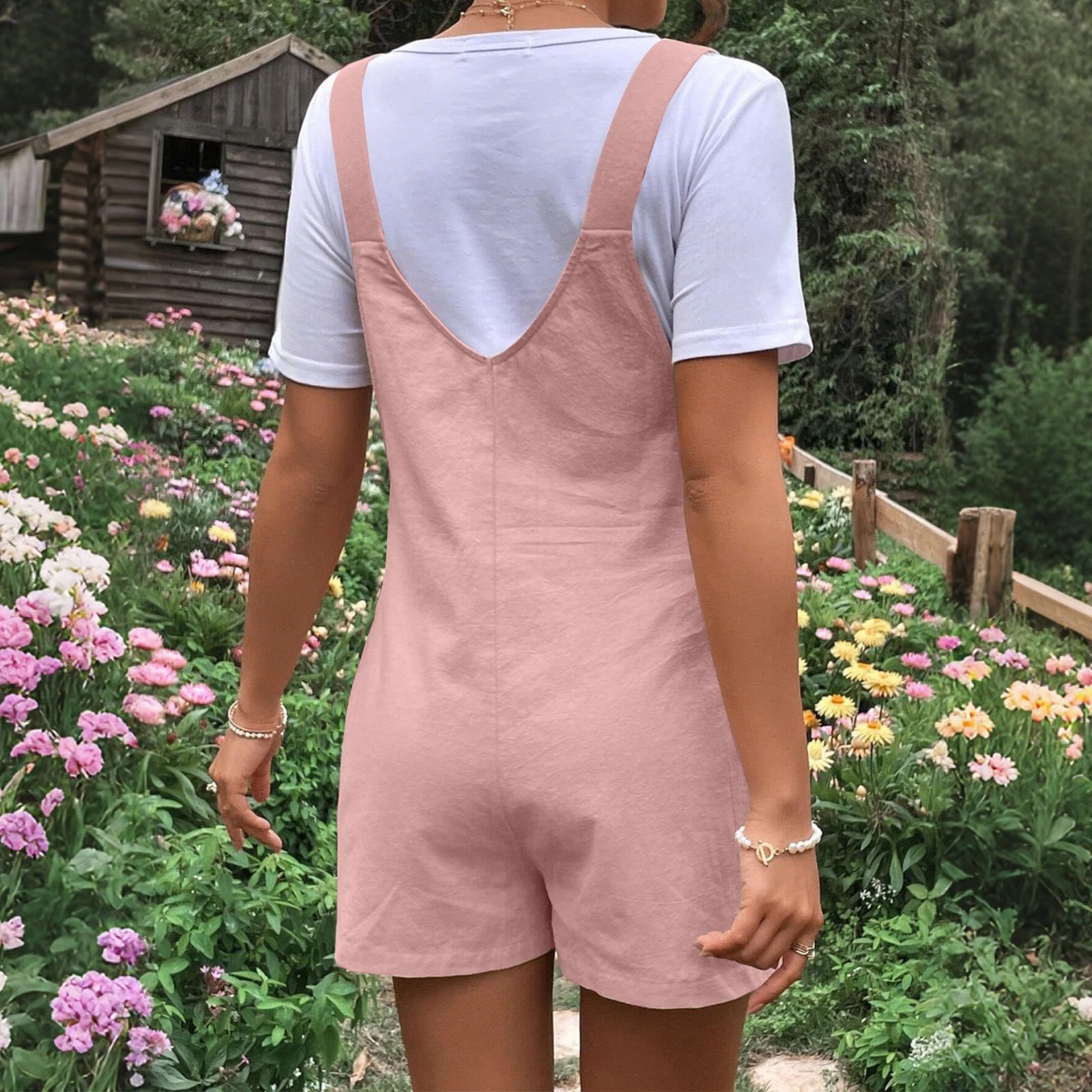 Combinaison courte en coton sans manches pour femme