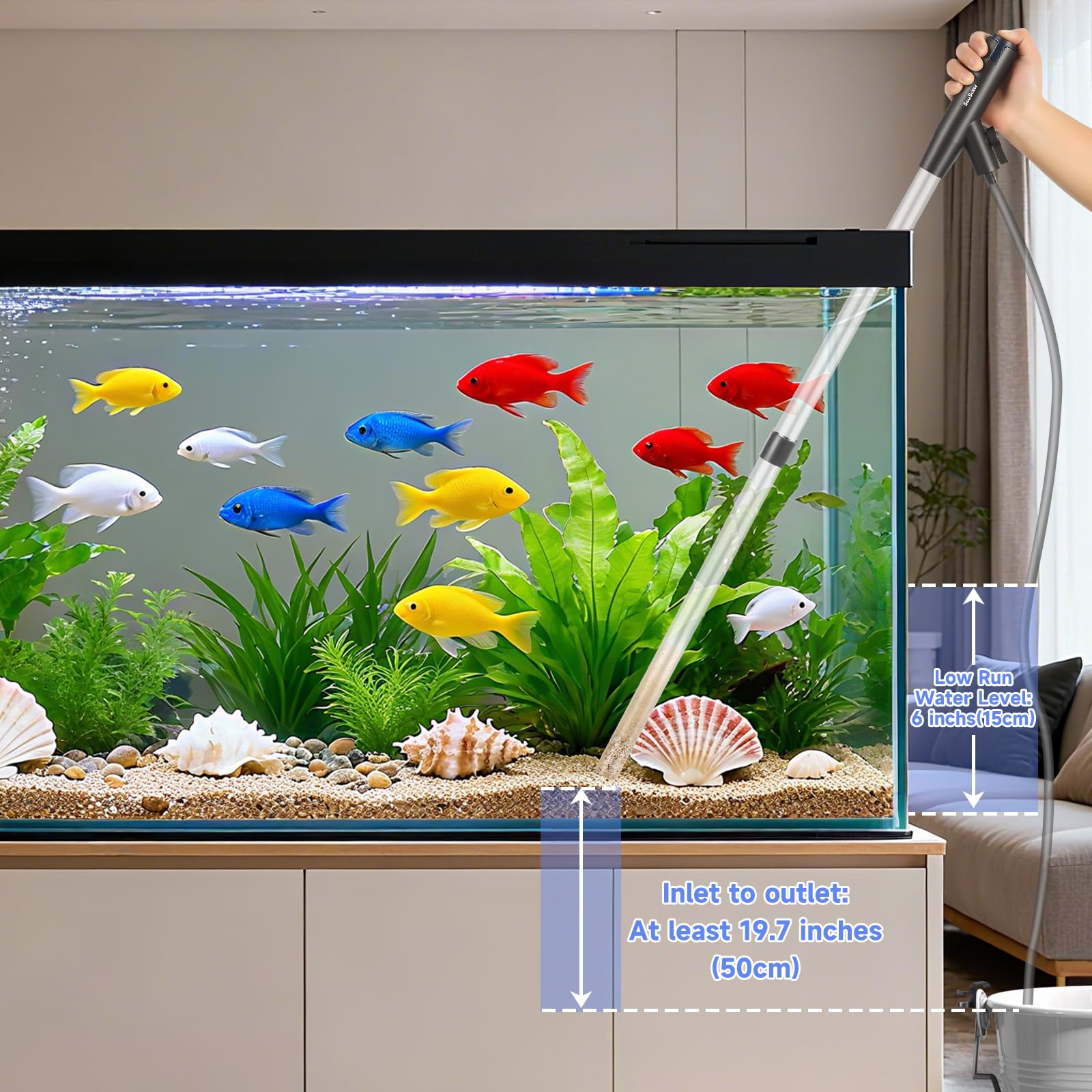 Aspirateur de Gravier réglable pour Aquarium, Siphon d'aquarium, changeur d'eau Manuel, kit de Nettoyage pour Aquarium, pour Aspirer Les déjections et Laver Le Sable