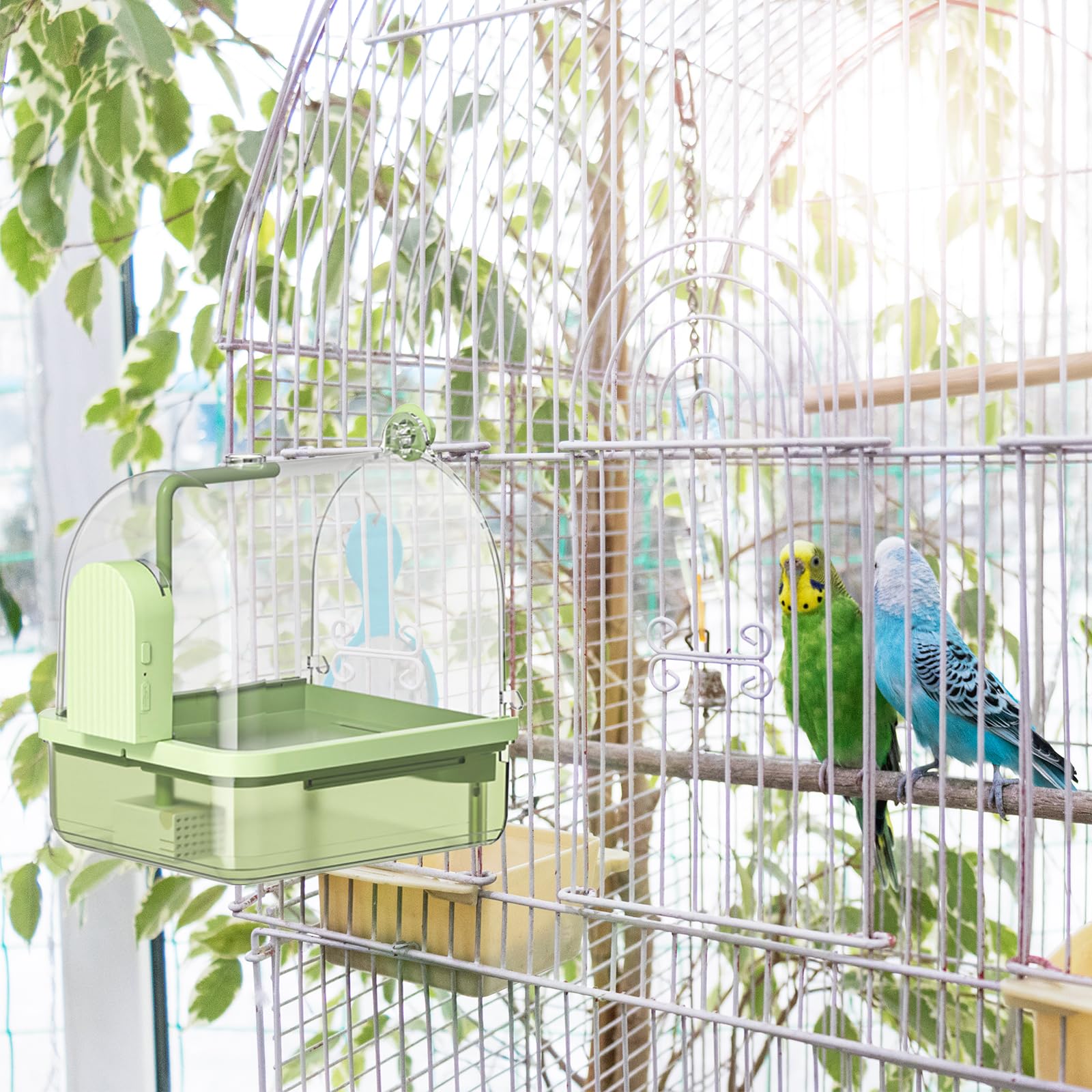 Baño para Pájaros, Colgable para Bañera de Pájaros Ducha Accesorio de Jaula para Pájaros con Ganchos Baño Automático para Pájaros para Pájaros Pequeños Pinzón Canario