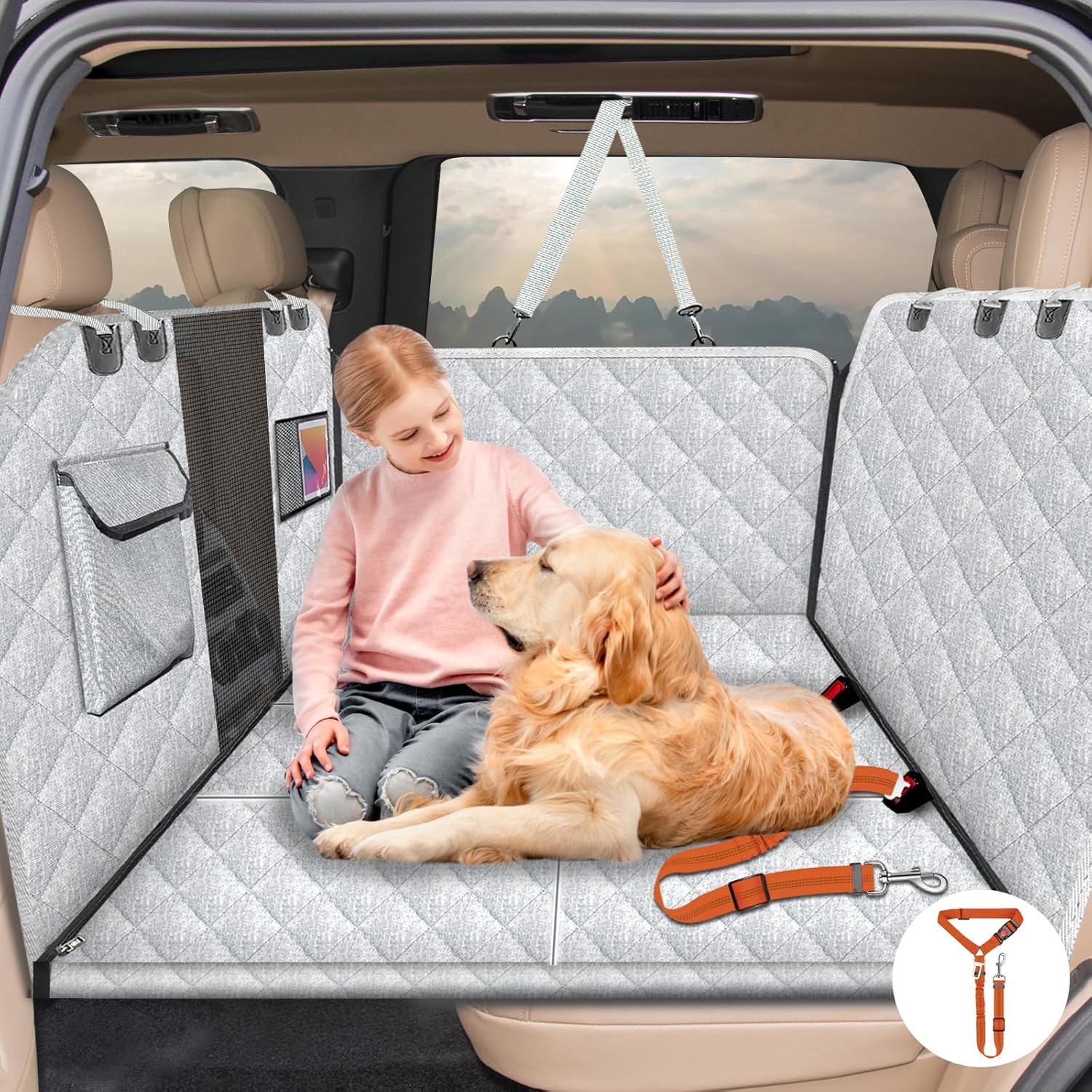 Dog Car Seat Cover With 8-Layer Protection - Waterproof Back Seat Extender Holds 400lbs, Non-Slip Pet Hammock