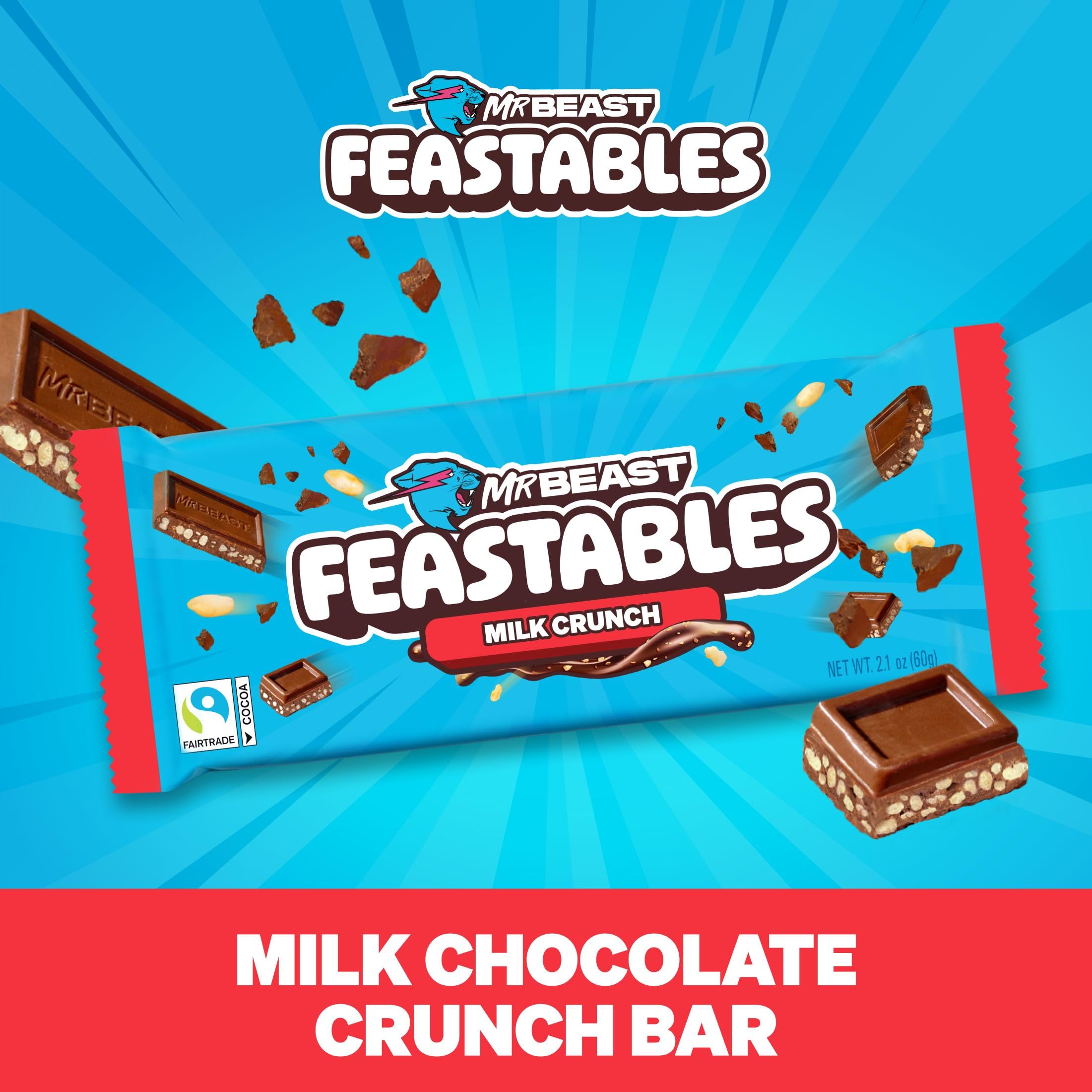 Amazon.com : MrBeast Feastables Milk Chocolate Crunch Bar, King