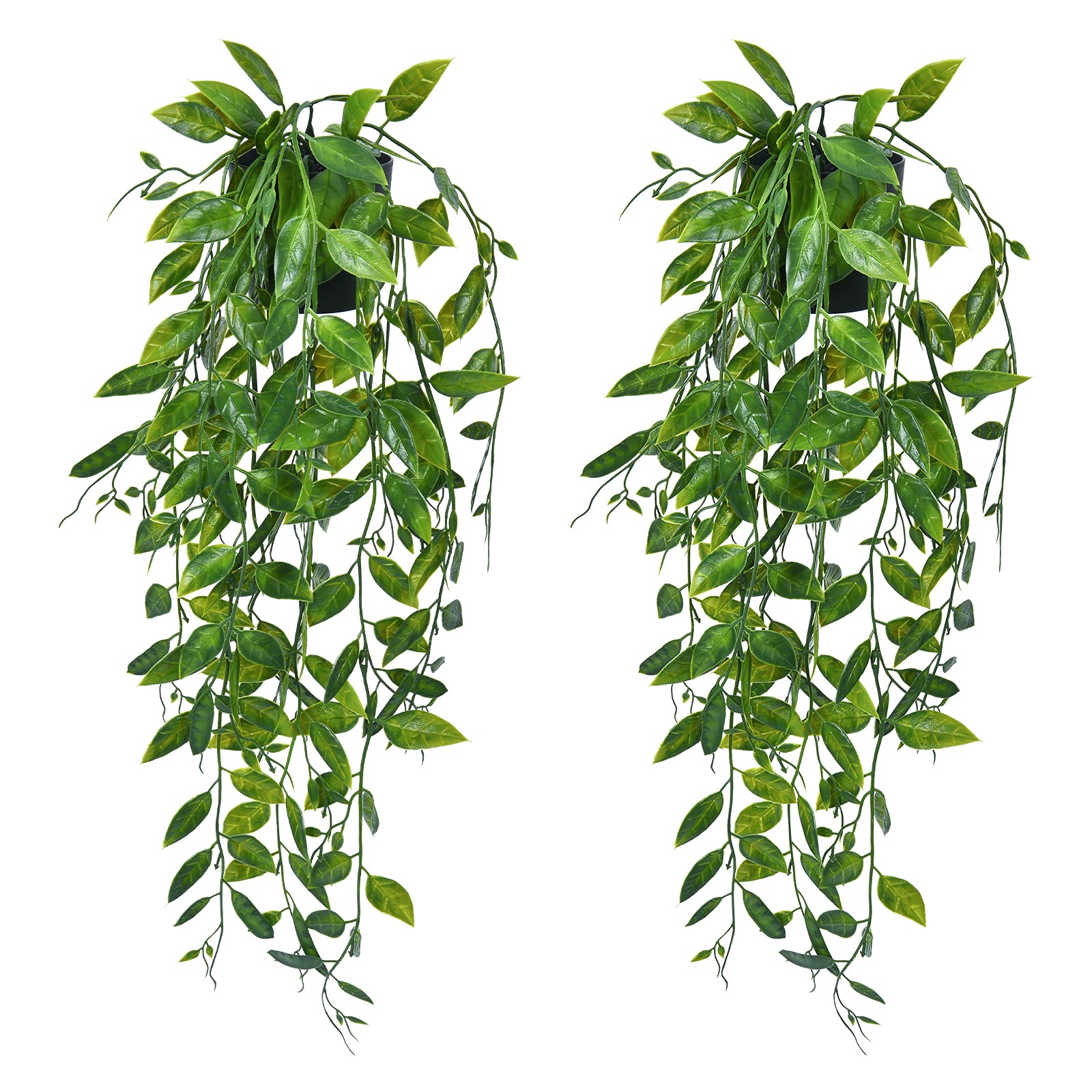 Dolicer Artificial Hanging Plant 2 Pack Faux Greenery Vine Plant Plastic Hanging Plant Potted Hanging Plants Artificial Decor Plant Pot Hanging for Wall House Home Wedding Indoor/Outdoor
