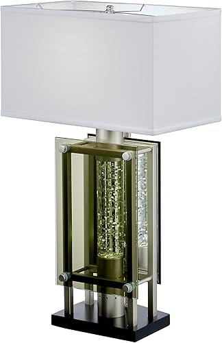 Homelegance Lámpara de acabado de metal plateado con gota decorativa brillante que baila el estado de ánimo del agua, luz nocturna, tablero de mesa