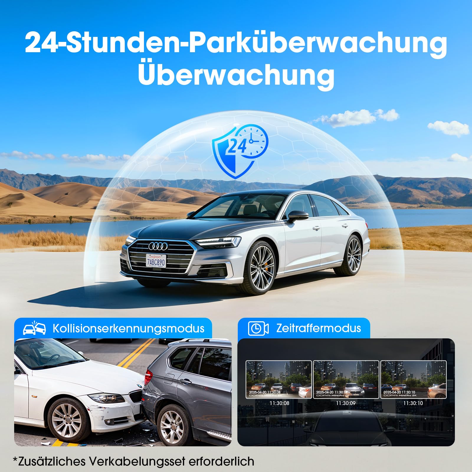 DDPAI MINI Pro 4K Dashcam Auto, 2160P Frontkamera, 360° Drehbar, 64GB-Karte-Inklusive, Night Vision 24H Parking Monitor, 5.8G WiFi 6, G-Sensor, Loop-Aufnahme, App-Steuerung, Superkondensator