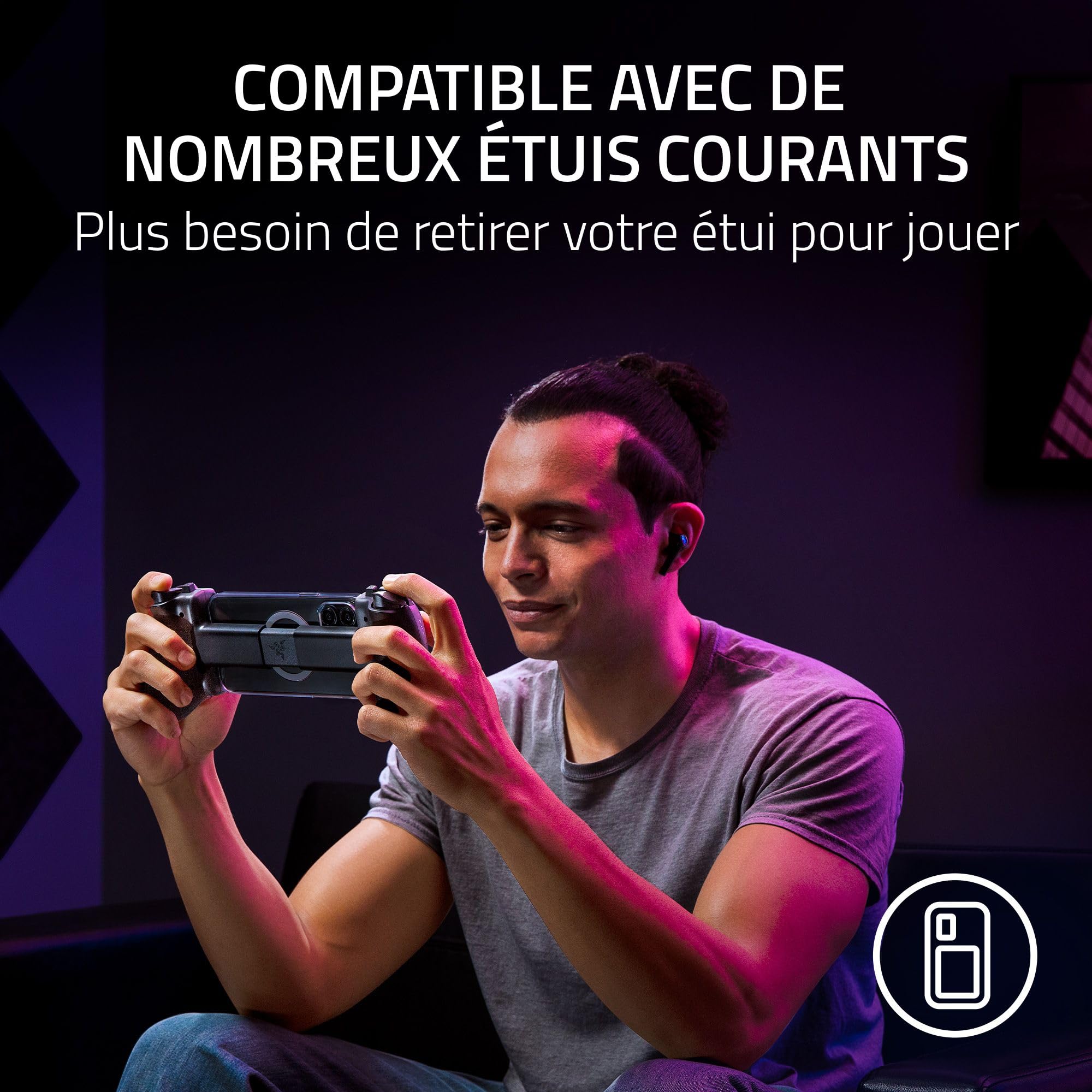 Razer Kishi Ultra - Contrôleur de jeu USB-C pour iPhone, smartphones Android et iPad Mini (haptique Sensa HD, Chroma RGB, chargeur passthrough, boutons Mecha-Touch et D-Pad, jeu mobile) Noir