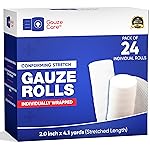 Gauze Rolls 2 inch Pack of 24 - Premium Quality Lint and Latex-Free Rolled Gauze 2 inches x 4.1 Yards - Conforming Stretch Bandages Designed for Effective Wound Care & Comfort