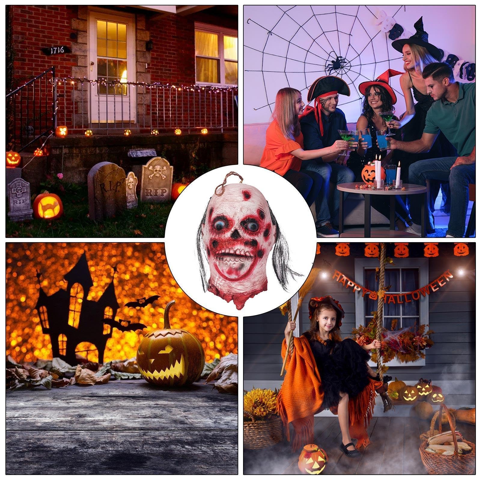 Accesorios de Halloween con Peluca Herida de Miedo Realista Sin Olor