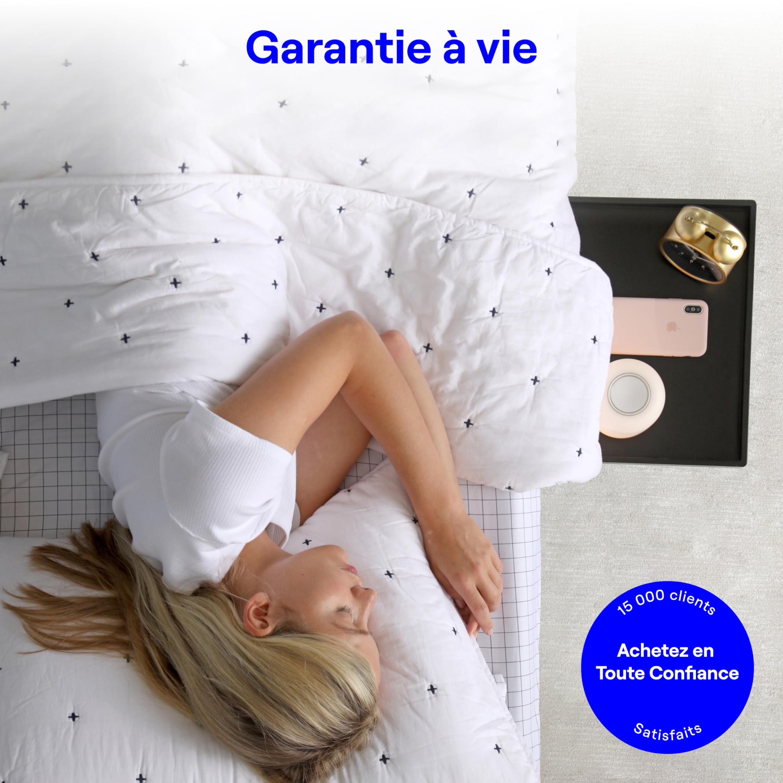 BedShelfie Table de Chevet Suspendue au Lit, Tablette Idéale pour Lits Superposés d'enfants et Chambre Étudiante, Étagère pour Lit Mezzanine, Table de Nuit Clip-on ou à Faire Glisser, Blanc