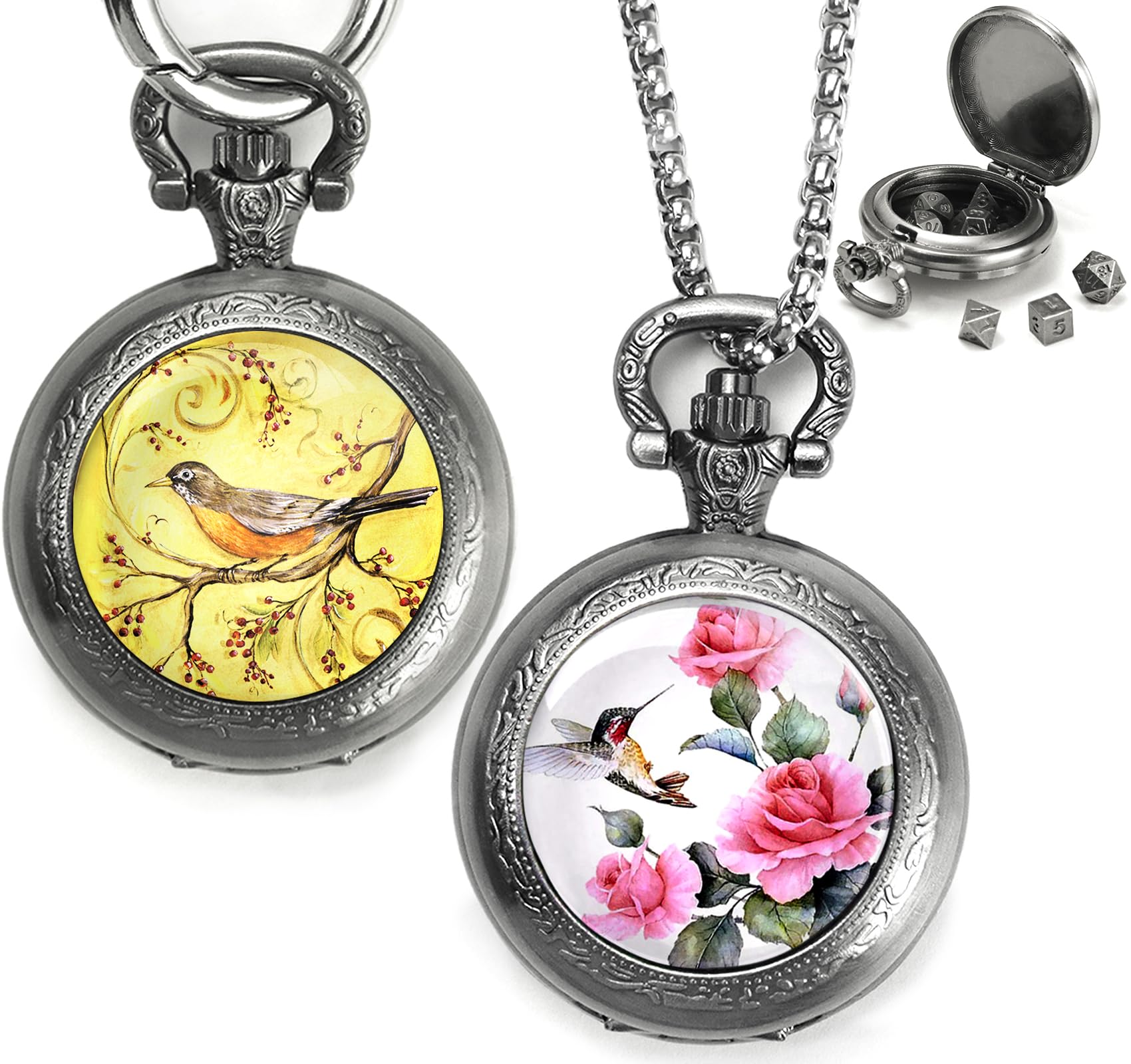 Mini DND Dice Set including Pocket Watch 2Pack