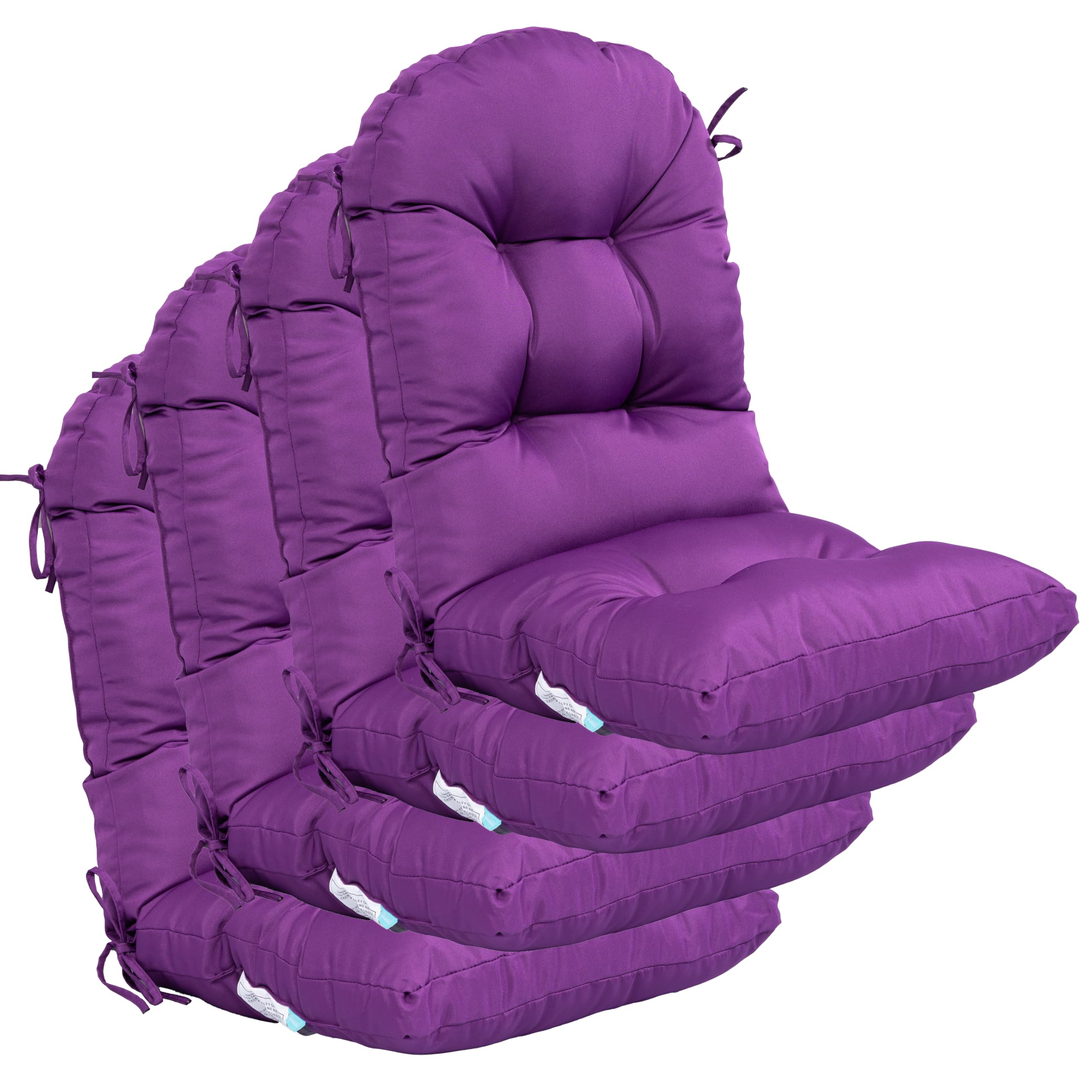 QILLOWAY Outdoor High Back Chair Cushion for Adirondack, All Weather Rocking Chair Cushions Thick Padded Replacement for Patio Furniture Set of 4,