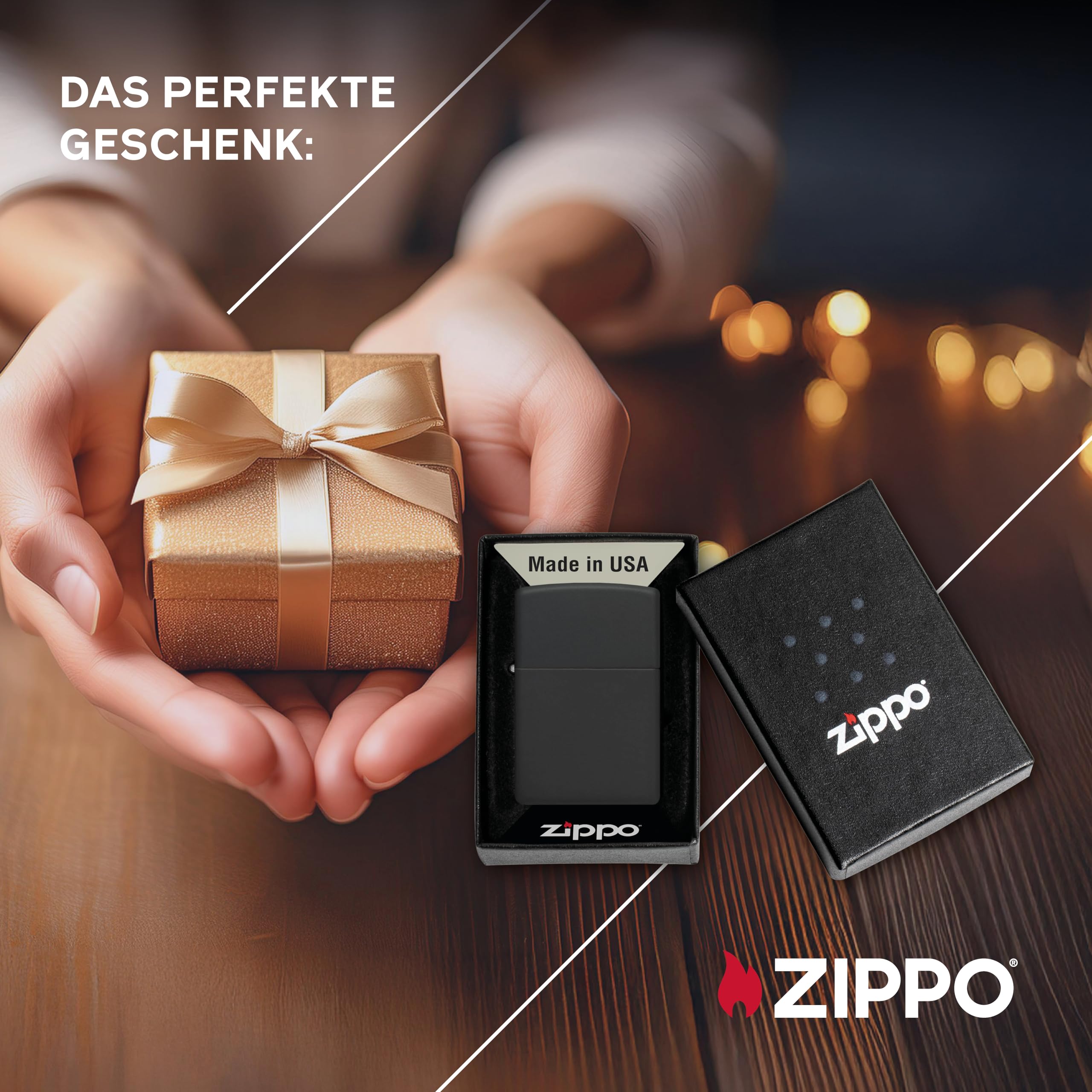 Zippo Sturmfeuerzeug - Black Matte mit seitlicher Flammengravur - Nachfüllbar - Wiederverwendbar - Windfestes Design - Geschenkbox - Made in USA - Amazon Exclusive – Bild 6