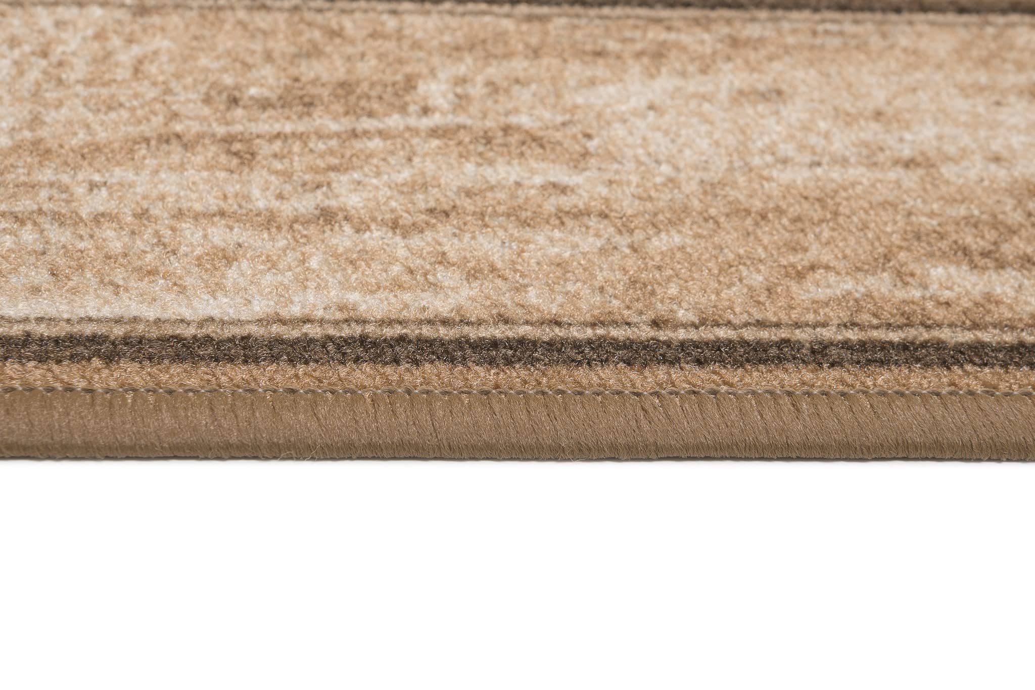 TAPISO Anti Rutsch Teppich Läufer rutschfest Brücke Meterware Modern Hellbraun Creme Streifen Meiliert Design Flur Küche Wohnzimmer Diele 80 x 150 cm