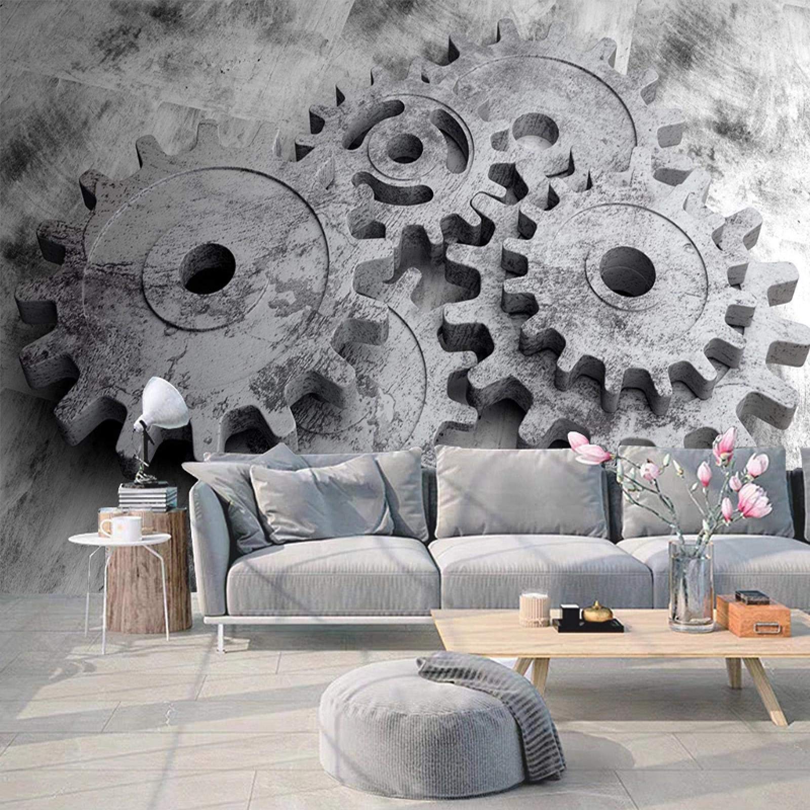 HGFHGD Engranaje mecánico de relieve tridimensional 3D papel tapiz mural grande para sala de estar bar restaurante cartel decoración pintura de pared