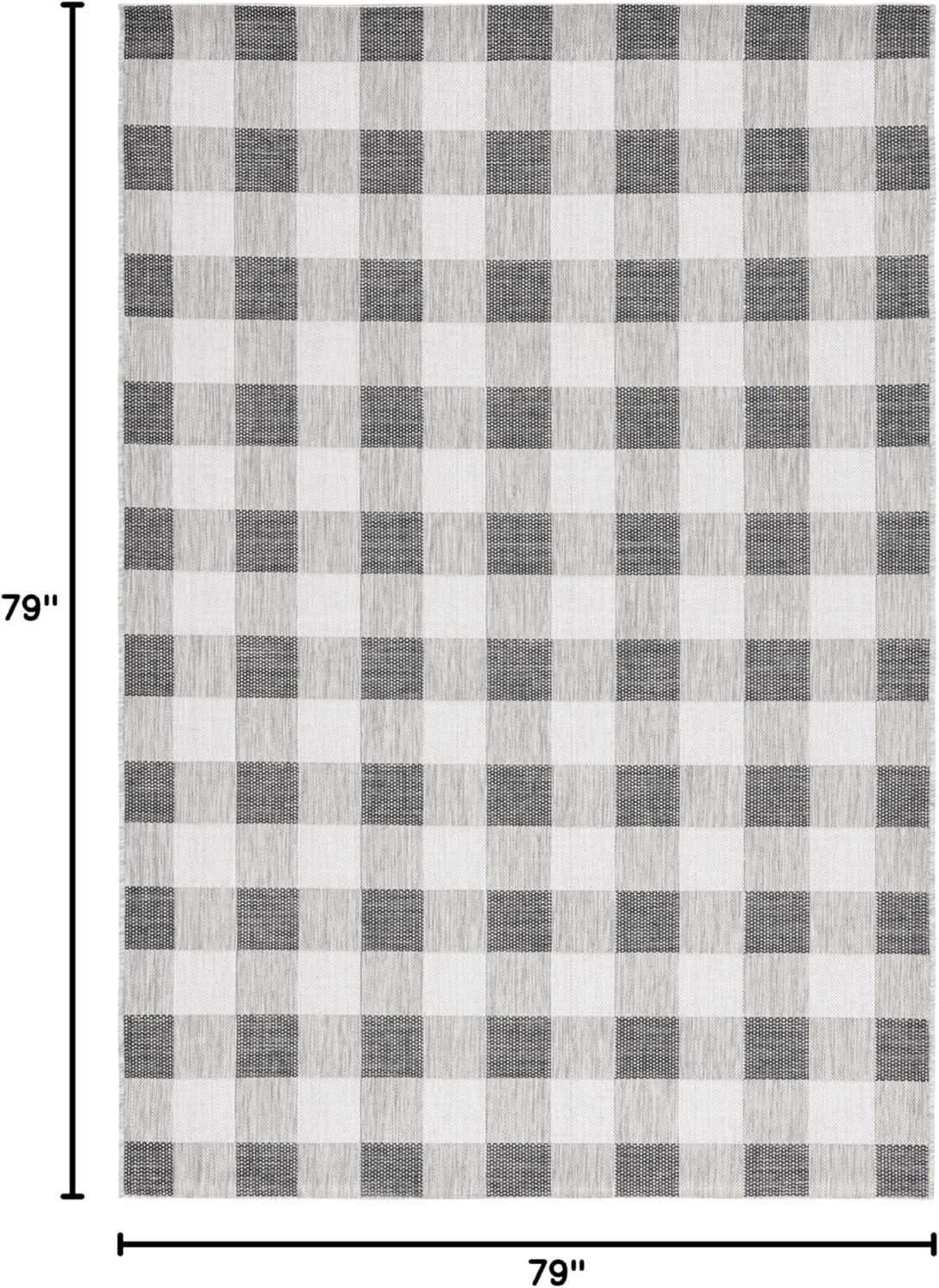 SAFAVIEH Washable Rug Outdoor Courtyard Collection - 6'7 Square, Grey & Dark Grey, Checkered Pattern, Non-Shedding & Easy Cleaning, Ideal for Patio, Backyard, Mudroom (CY6442-55321)