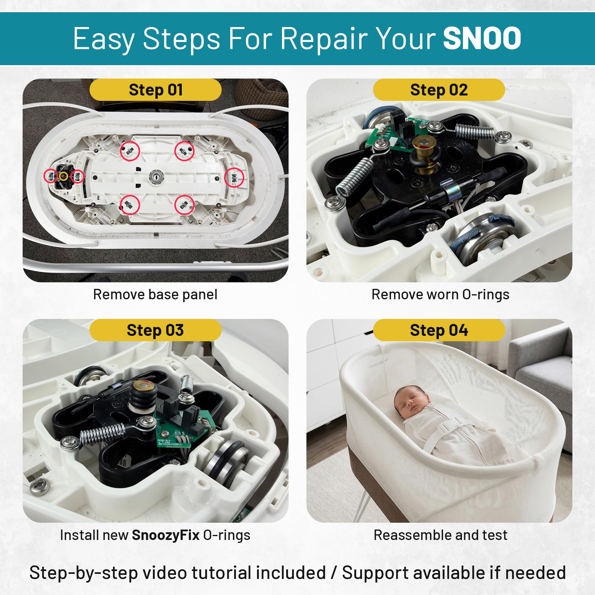 Kit de réparation pour berceau SNOO Smart Sleeper (joints toriques et ensemble d'outils complets)