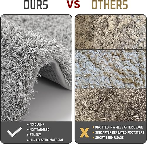 Miniatura 5 de Yimobra Juego de 2 alfombras de baño, alfombra de baño suave y absorbente y alfombra de inodoro en forma de U con respaldo antideslizante, lavable a