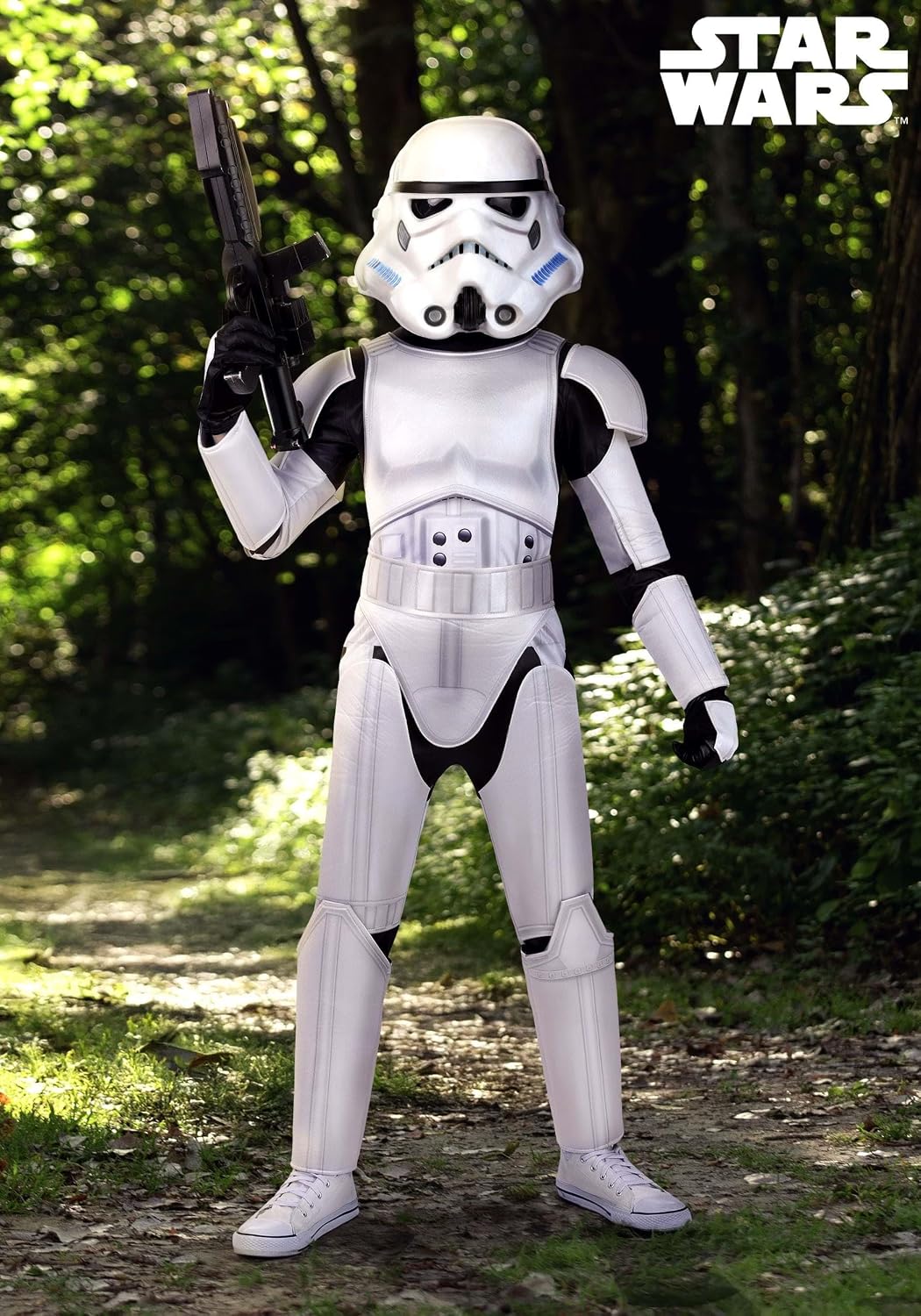 Deluxe Kid's Star Wars Stormtrooper Costume with Jumpsuit, Helmet Half Mask, Hood & Gloves - Officially Licensed