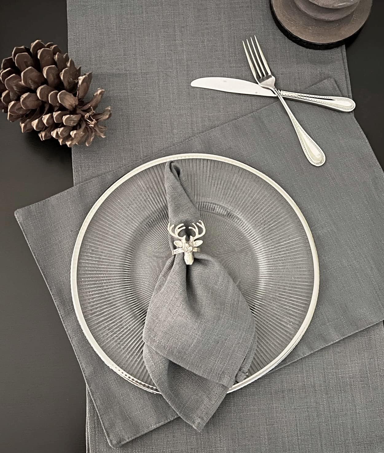 Fennco Styles Everyday Design Solid Color Table Runner 16" W x 108" L - Grey Table Cover for Home, Farmhouse Décor, Banquets, Family Gathering and Special Occasion