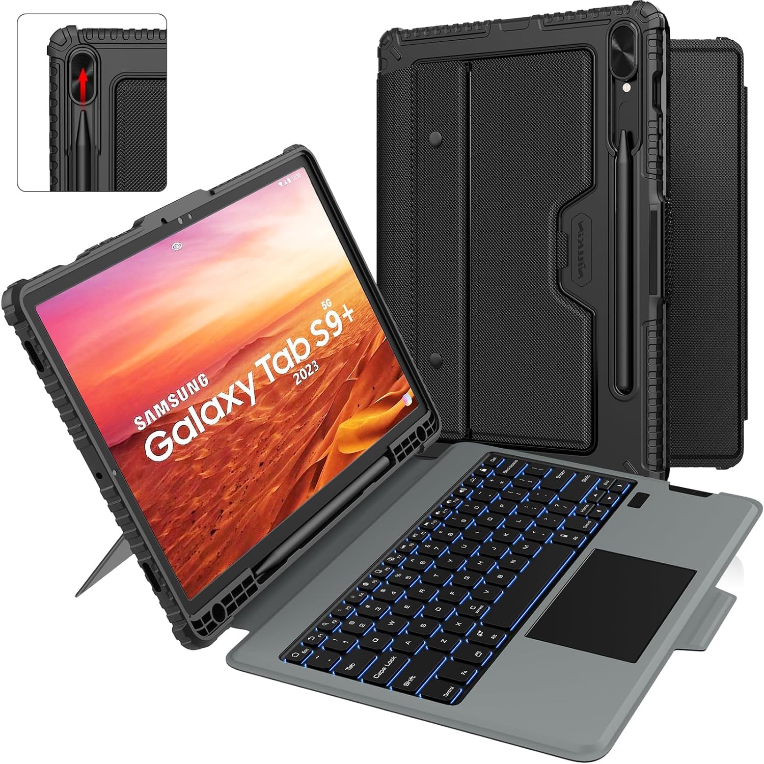 GALAXY Tab S9 SM-X710セット ケース付き E-Sell Enterprise ,Nilllkin Bumper Combo Backlit Keyboard Case For