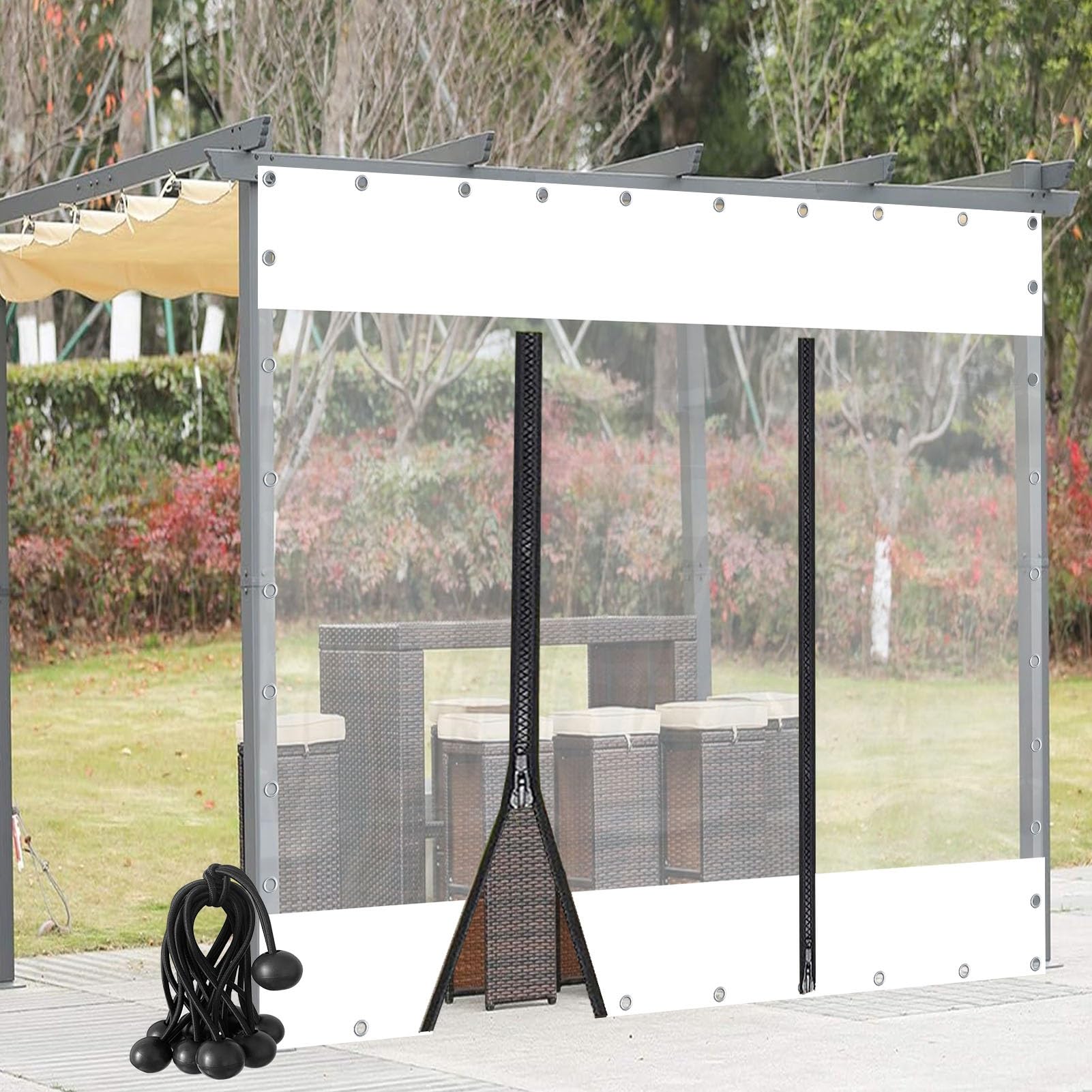 Rideaux de bâche PVC transparents d'extérieur imperméables de 0,6 mm