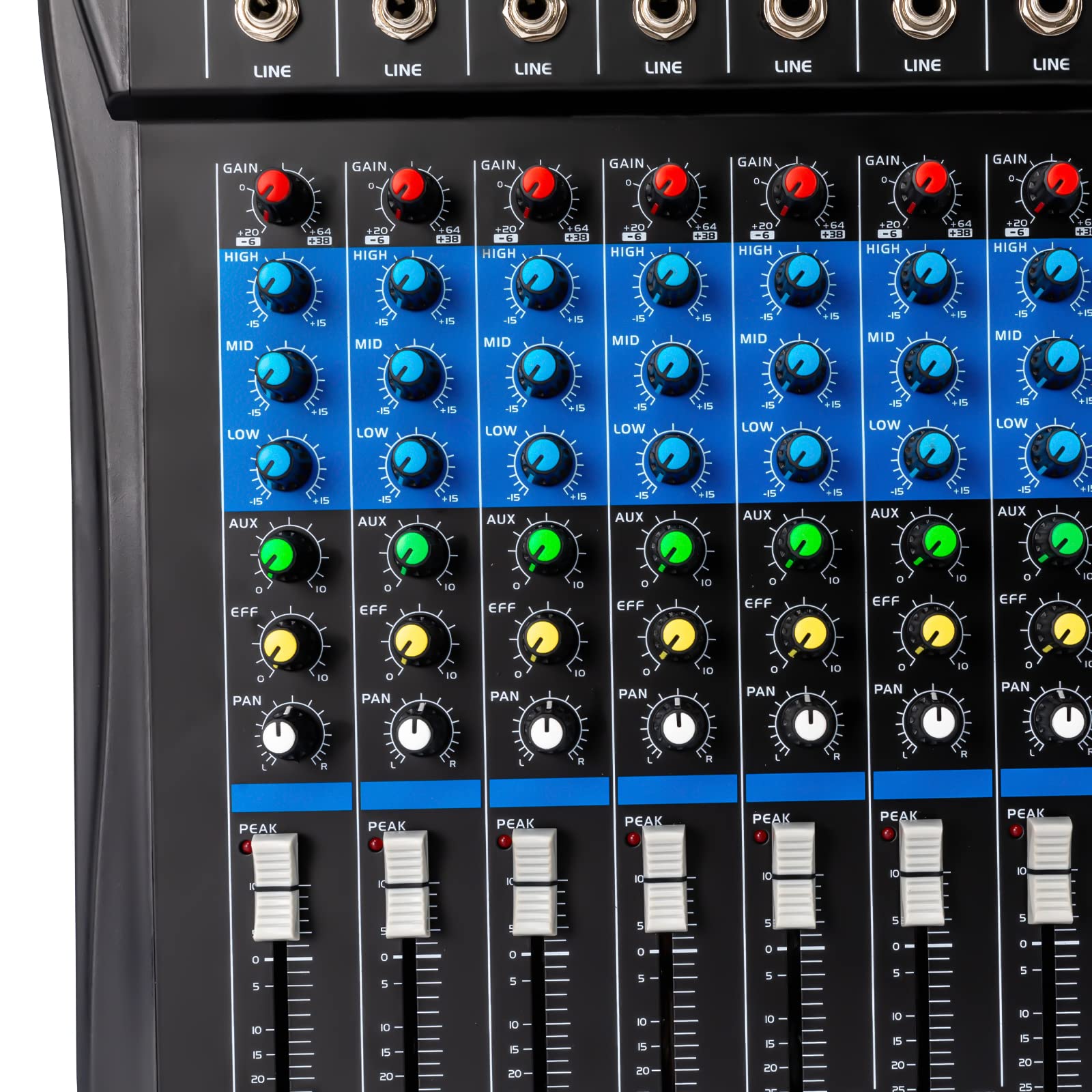 Consola de mezcla profesional 48V 8 canales con entrada digital USB MP3 Bluetooth Pantalla LCD Estéreo DJ Audio Mixer para festivales de música Estudios de grabación 38x31x3.5cm