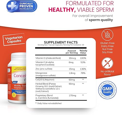 Miniatura 8 de Conceive Plus Paquete de fertilidad y motilidad para hombre, apoya la salud fértil masculina saludable y aumenta el volumen, lubricante de