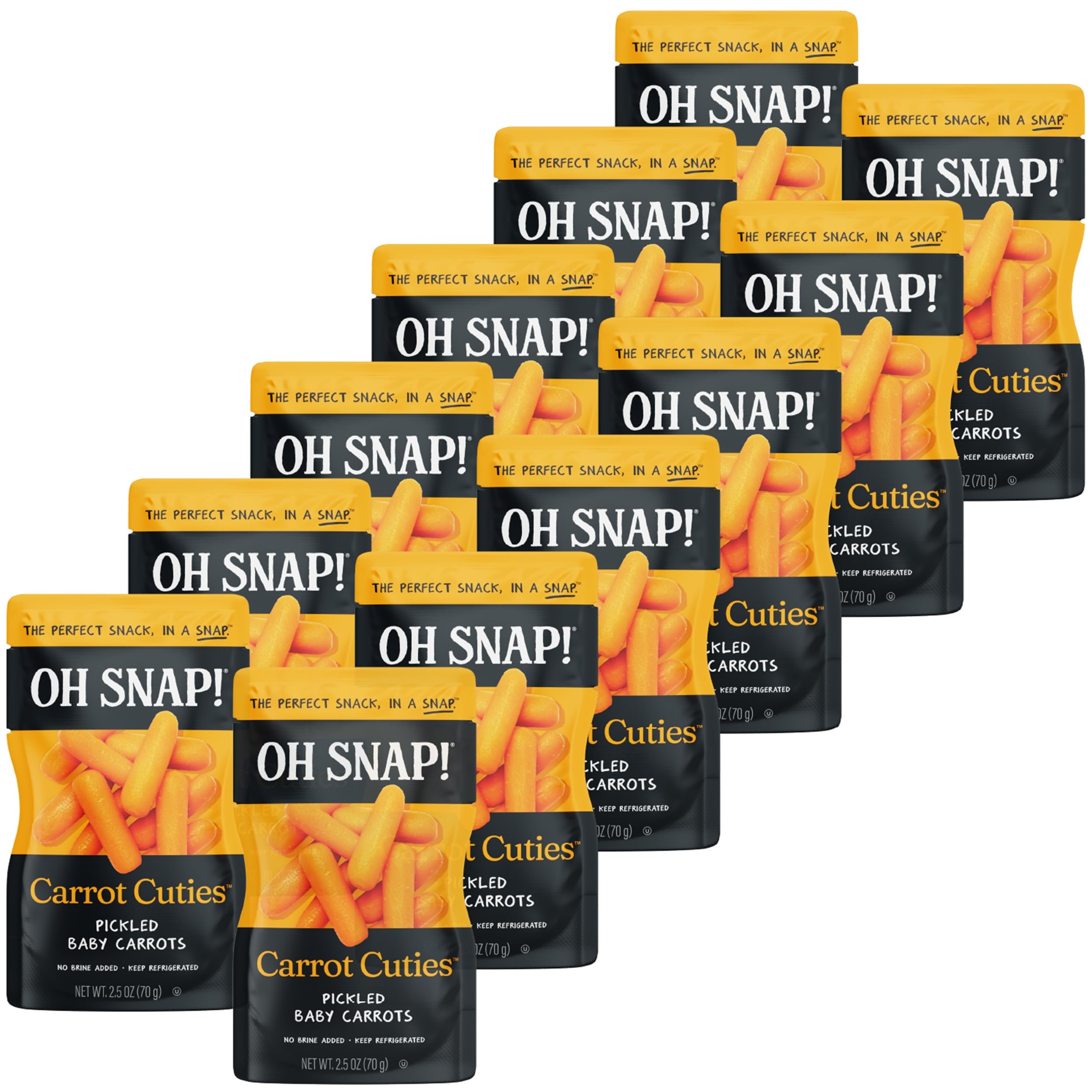 OH SNAP! Carrot Cuties (12 Pack) - Pickled Baby Carrot Snacks - Fresh Packed Ready to Eat Pickled Baby Carrots - Gluten-Free, Fat-Free & Made With Non-GMO Veggies - Delicious & Healthy Snack