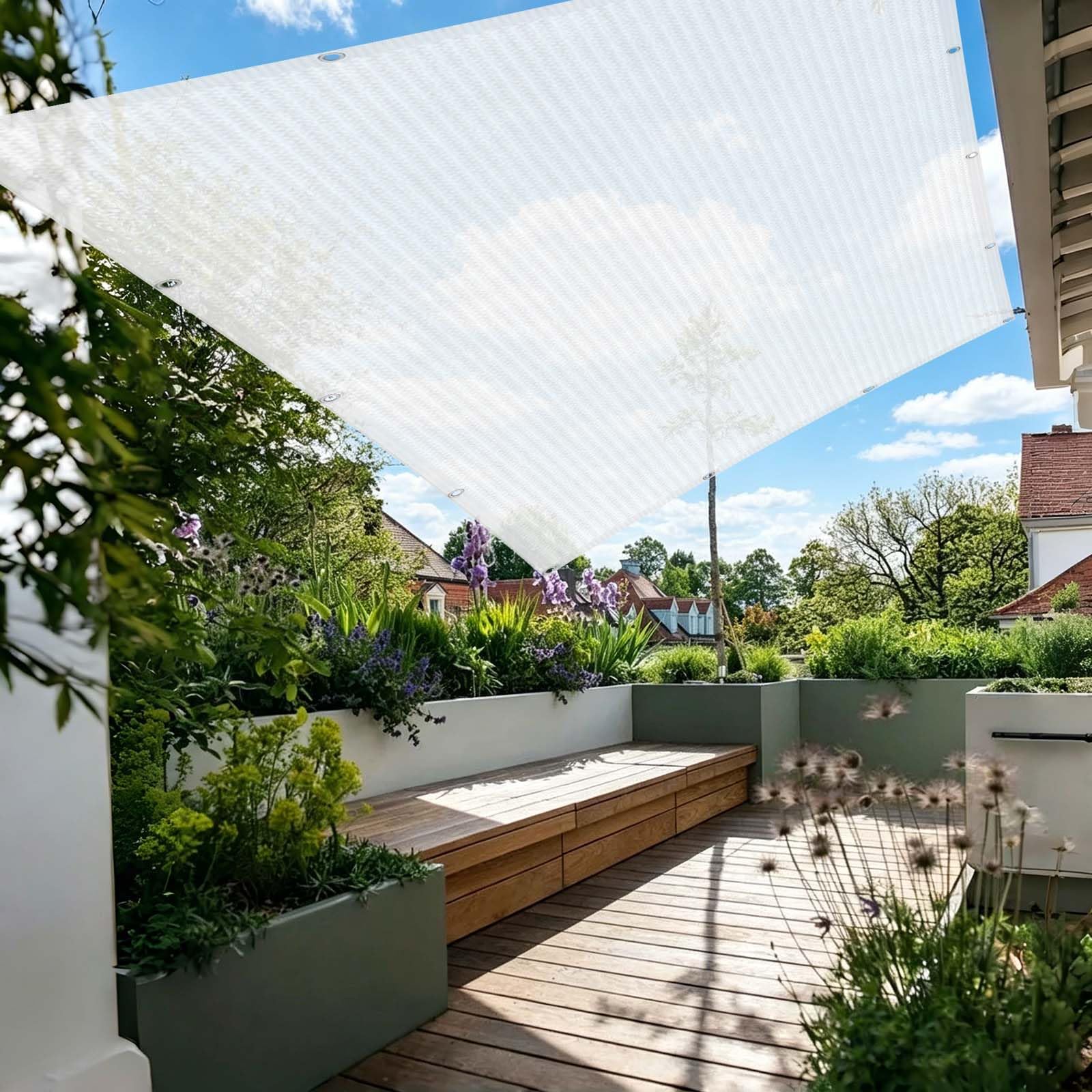Voile d'ombrage rectangulaire pour balcon sans perçage 180x445