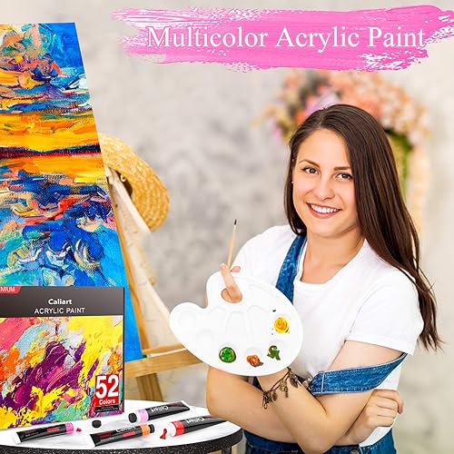 Vista 46 de Caliart Juego de pintura acrílica con 12 pinceles, 24 colores (4.1 fl oz, 4 onzas), pinturas artísticas para artistas, niños, estudiantes, Varios