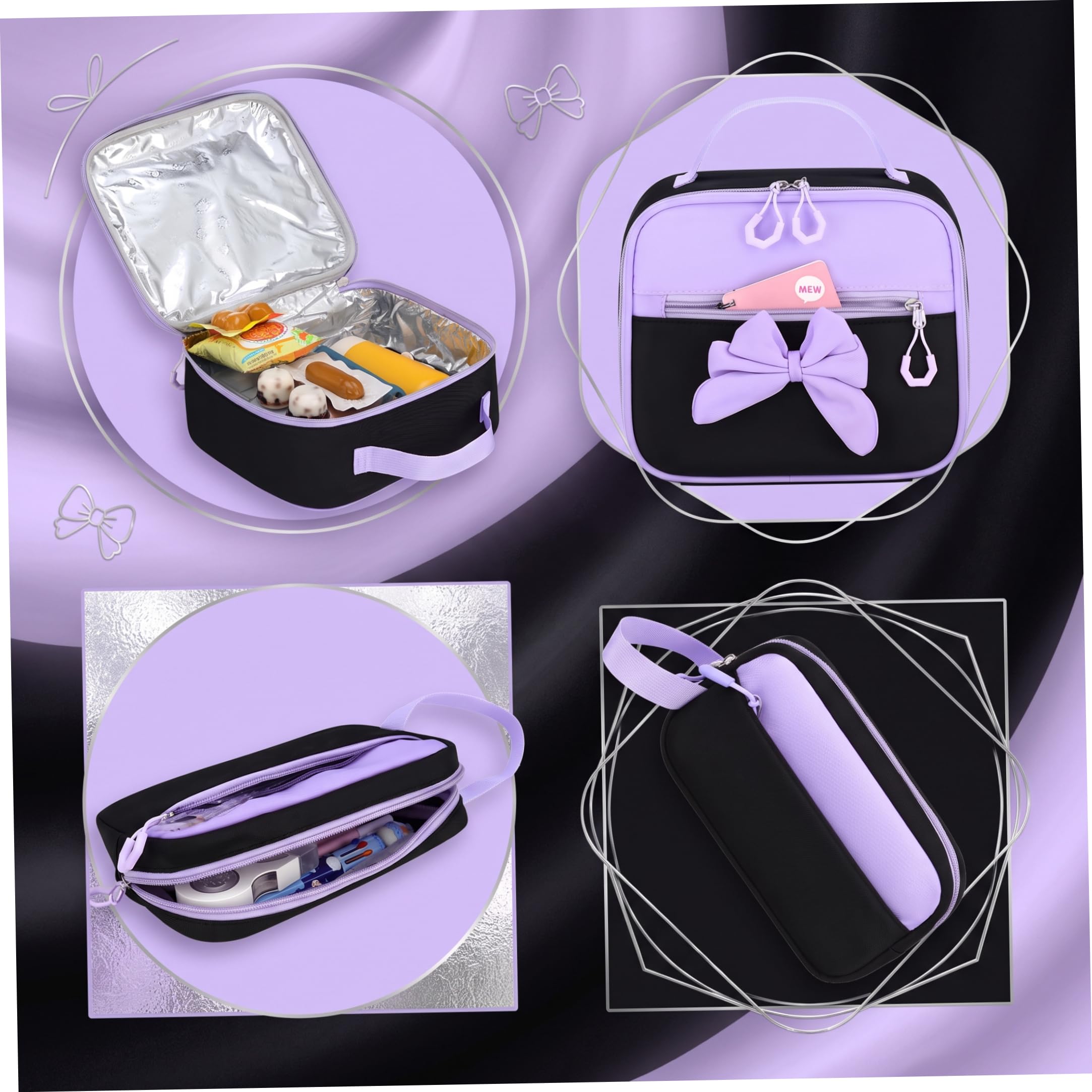 Zaino lavanda per ragazze Set Zaino viola di capacità per la scuola