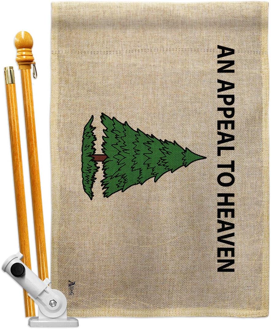 an Appeal to Heaven Burlap House Flag - Set Americana US Historic July Memorial Veteran Independence United State American - Banner Small Garden Yard Gift Double-Sided Made in USA 28 X 40