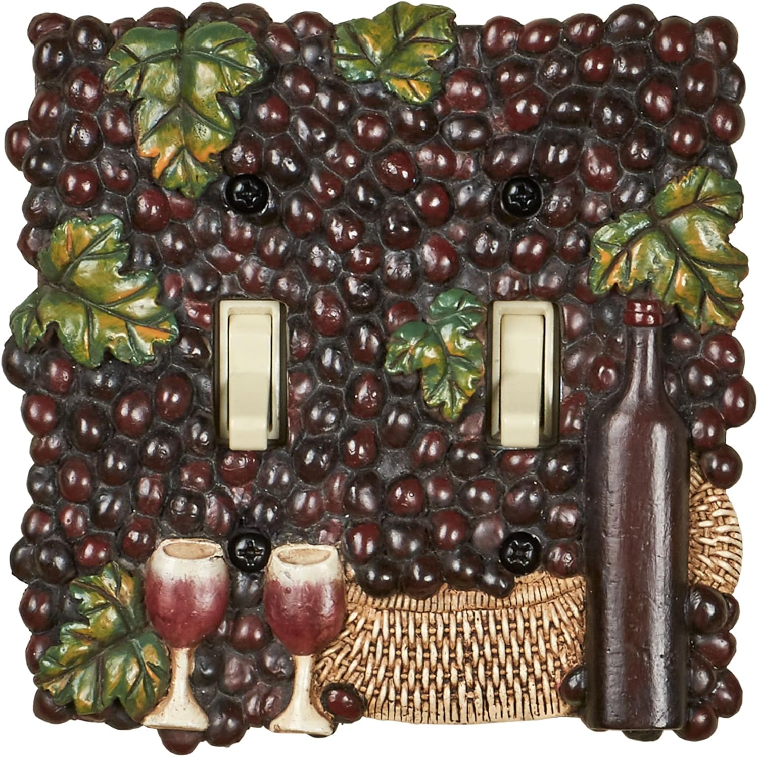 Wine Picnic Grapes Fruit Vintage Kitchen Dining Room Double Switchplate 2 Toggle Light Switch Cover Double Switchplate