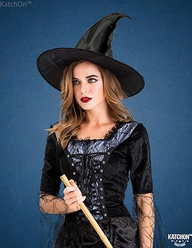 Miniatura 3 de KatchOn, Disfraz de bruja de Halloween para mujer, disfraz de bruja con sombrero negro Disfraces de brujas malvadas para mujer