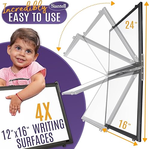 Miniatura 3 de Juego de 4 pizarras blancas portátiles  Pizarra blanca de escritorio de 4 lados para niños, profesores y aulas, caballete magnético de mesa de 16 x