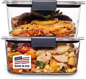 Rubbermaid Brilliance BPA-Free Food Storage Containers, Medium Deep, 4.7 Cup, 2-Pack, Airtight &amp; Leak-Proof, Microwave &amp; Dishwasher Safe