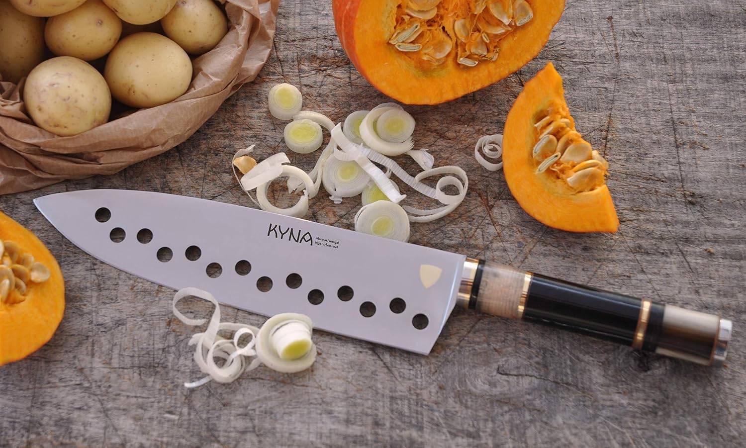 KYNA 8" Italian Chef's Vegetable and Cheese Knife - Jatoba Hardwood Handle