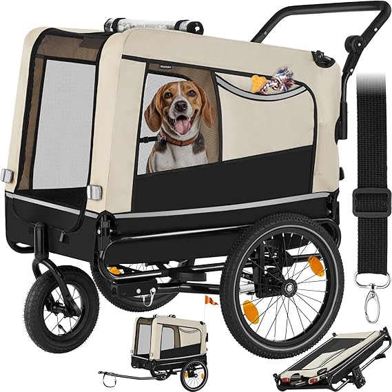 Remorque Vélo Poussette Pour Chien ARGO - Taille M - Chariot Animaux - 5 Couleurs