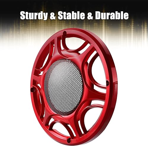 Miniatura 6 de X AUTOHAUX 6 pulgadas coche metal audio altavoz parrilla cubierta malla Woofer cuerno protector decorativo círculo rejilla protector rojo