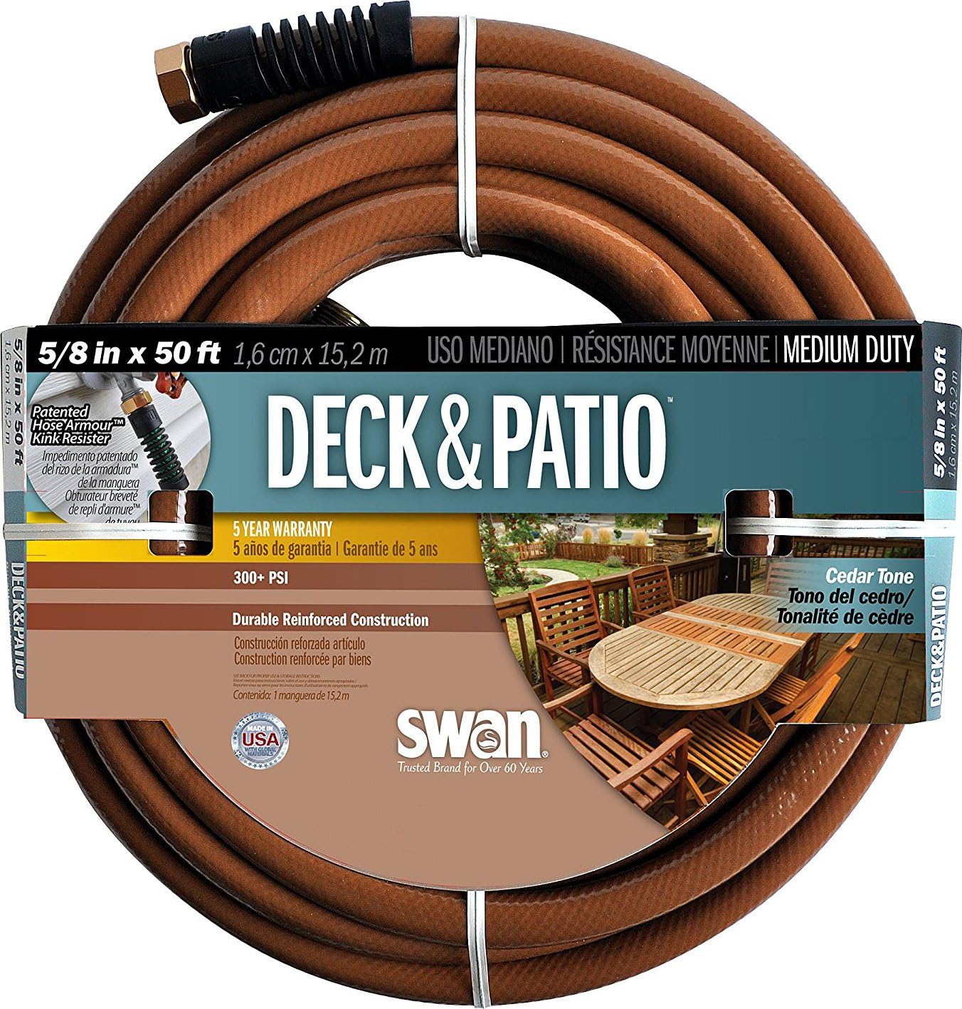 Swan Deck and Patio WW2004050 5/8Inch x 50Foot Brown Garden Hose