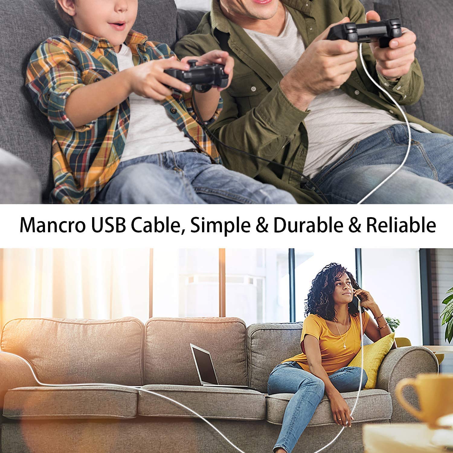 DragonTrading 3 Meter extra langes weißes Micro-Android-USB-Kabel, High-Speed-Micro-USB-Kabel für PS4-Controller, kompatibel mit Samsung Galaxy S6/S7, Xbox, Nexus, Sony Handy und mehr