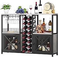 Vista 11 de Homeiju Mini Bares para el Hogar, Gabinete de Bar de Café de Madera, Gabinete Moderno de Licores para Licores y Copas, Gabinete de Vino Buffet