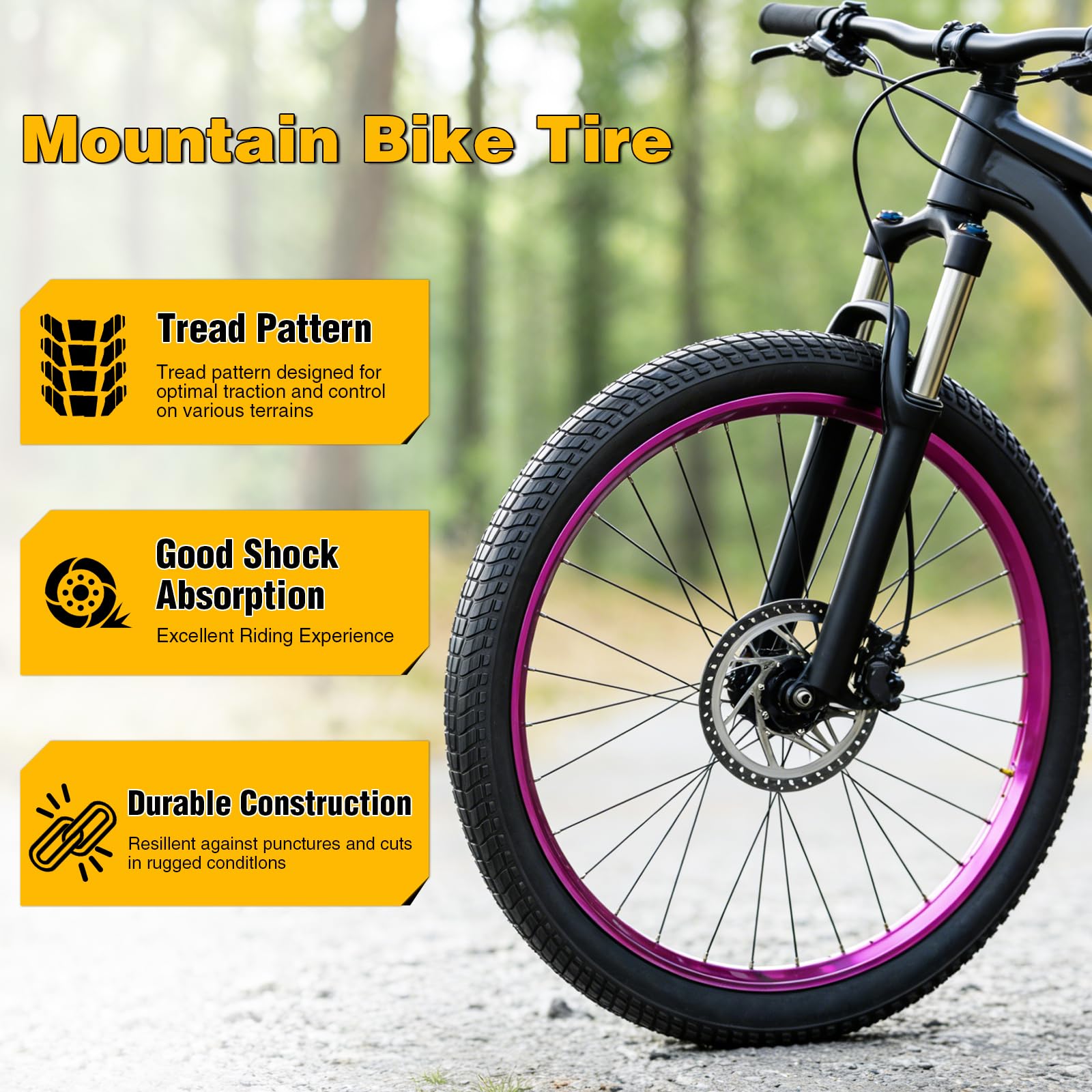 ZUKKA 1/2 Pacco 20 x 2.125/24 x2.25/26x2.25 Pneumatici per bici con camere interne/no Tubi Mountain Bike Pneumatici pieghevoli di ricambio per MTB, bici per bambini, BMX