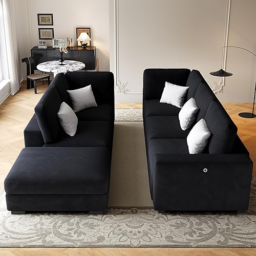 Miniatura 6 de ZeeFu Sofá modular modular y sofás para sala de estar, sofá de gran tamaño en forma de L, asiento ancho y profundo, cómodos juegos de muebles de