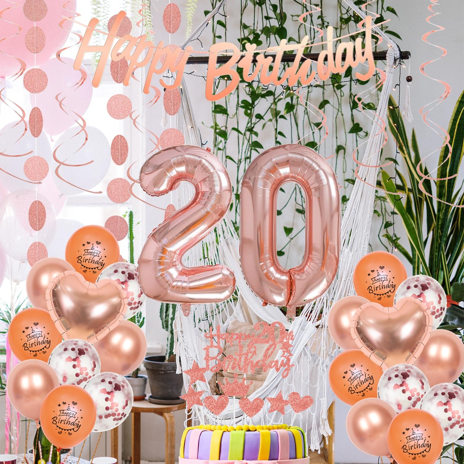 Set Decorazione Compleanno 35 Anni Oro Rosa – Palloncini, Ghirlanda E Nastro Per Festa Ragazza - 2