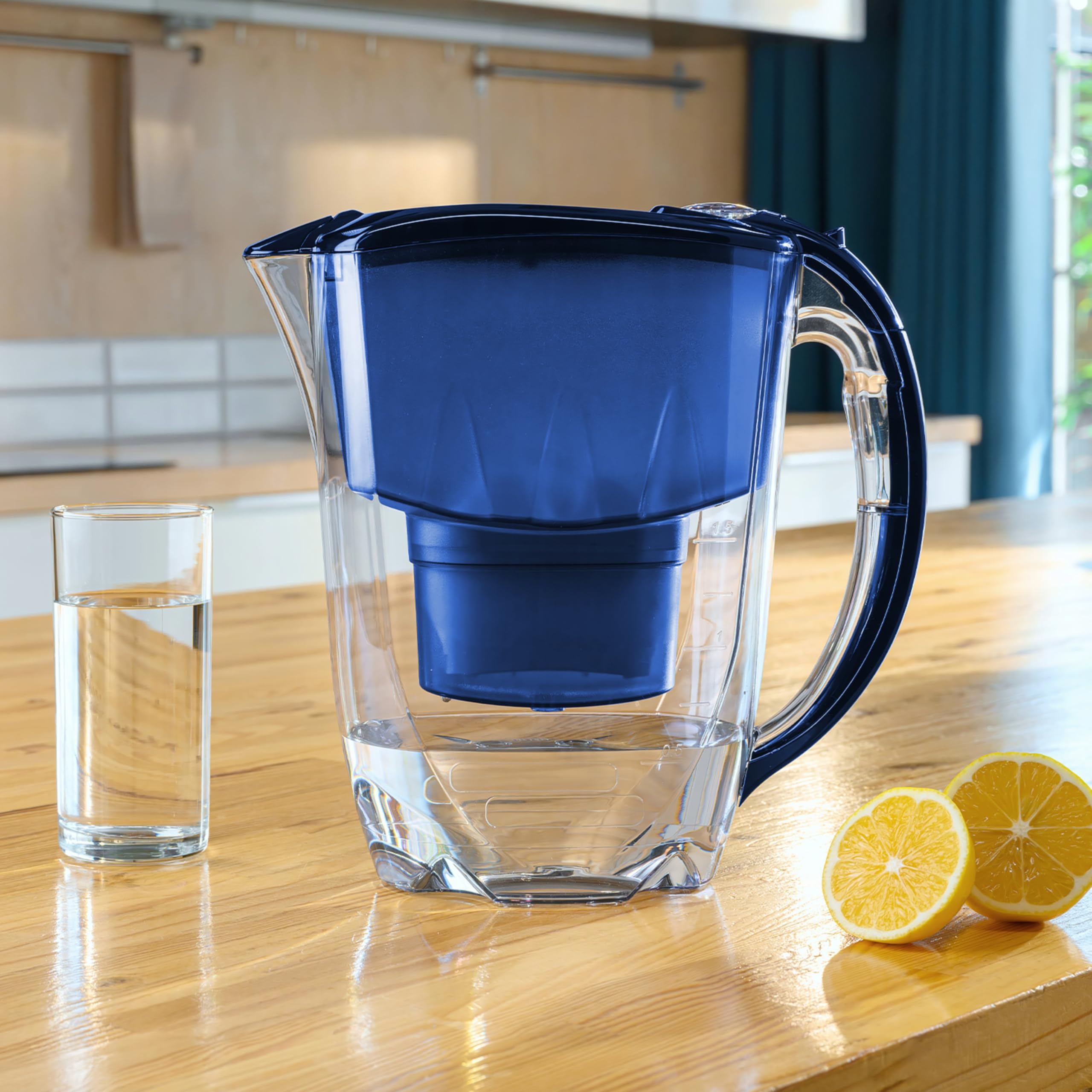 AQUAPHOR Amethyst Caraffa Filtrante per Acqua con 1 Cartucce MAXFOR+ 200L - 2,8L - blu