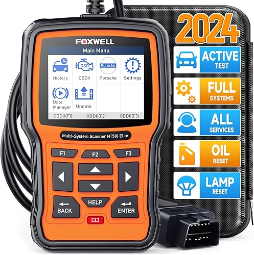 Porsche All System All Maintenance OBD2 Escáner bidireccional FOXWELL NT510 Elite lector de código de motor ABS Bleed SRS EPB SAS TPS Escáner de