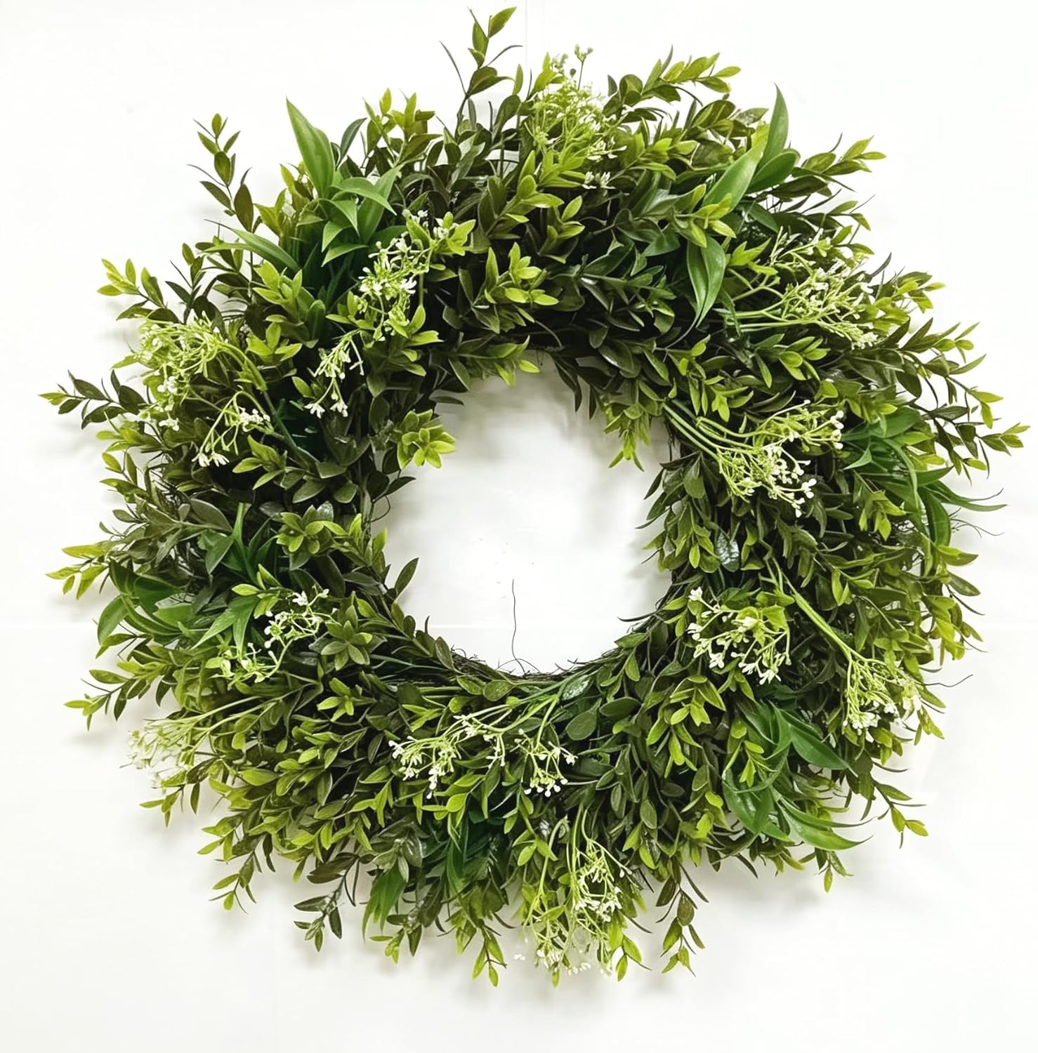 26 Inch Large Eucalyptus Wreaths for Front Door, Artificial Green Leaves Greenery Wreath Boxwoods Wreaths for Indoor Outdoor Home Wall Window Weddings Decor Spring Summer All Seasons