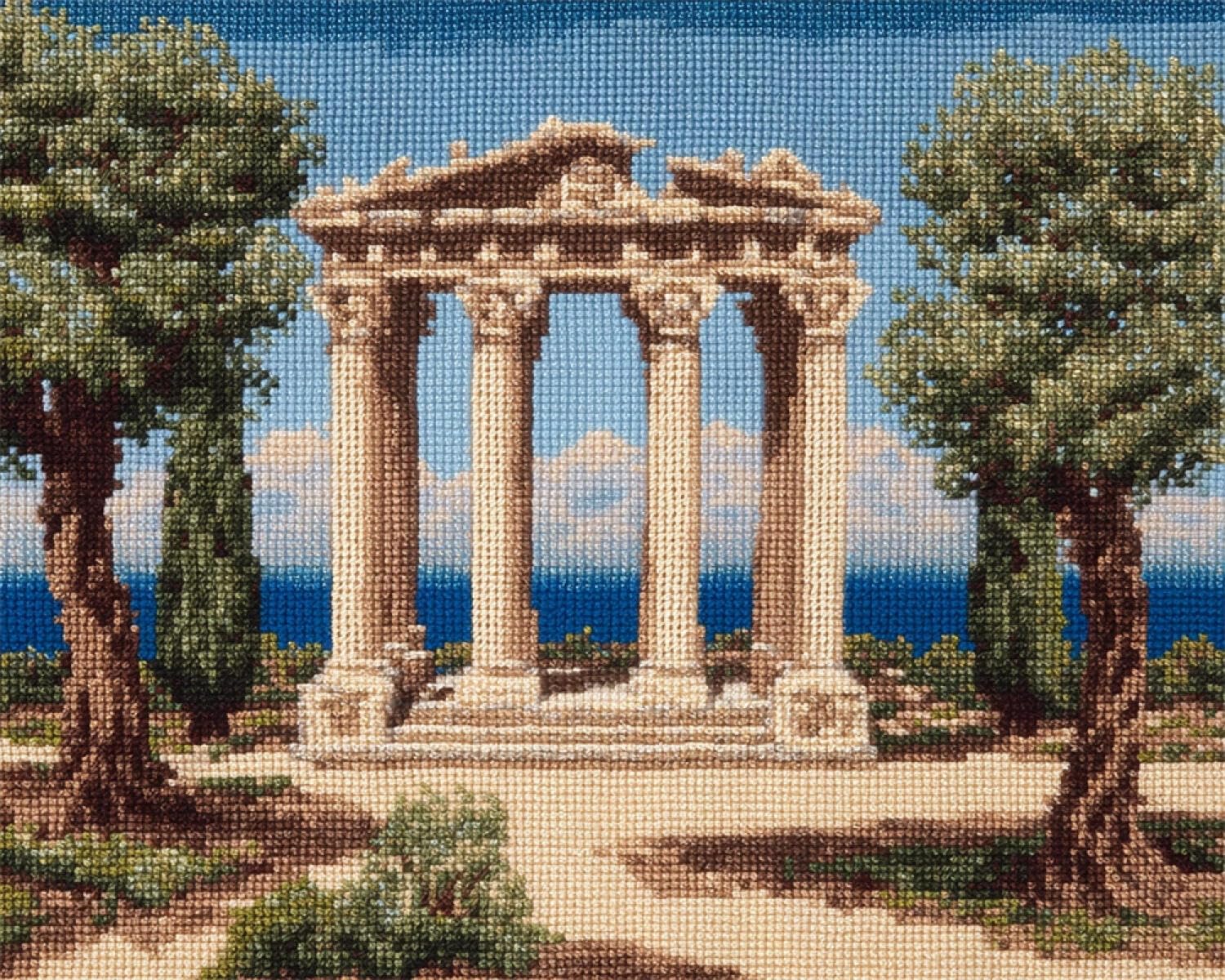 Henypt DIY Knüpfteppich zum Selber Knüpfen Retro-römische Säulen 80x160cm | Landschaft Sticken Set Für Bastelfreunde Bedruckter Teppich Handgefertigte Geschenke,Wanddekoration