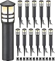 SUNVIE 12-Pack 3W LED Bollard Pathway Lights - 3000K Warm White Low Voltage Landscape Lighting for Walkway Yard Garden, ETL Listed