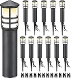 12-Pack Low Voltage Landscape Pathway Lights 3W Outdoor Landscape Lighting 3000K 12-24V LED Bollard Path Lights Wired CRI 90+ Aluminum Pathway Lighting for Walkway Yard Garden, ETL Listed Cord